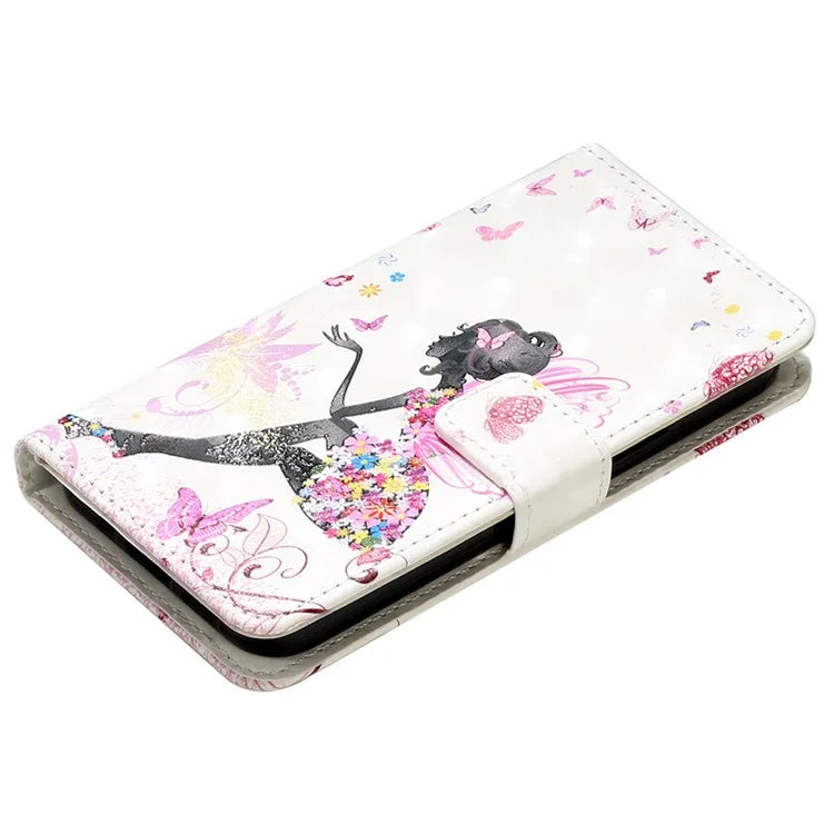 For iPhone 15 Pro Max Phone Case PU Leather Stand Pattern Printing Cover