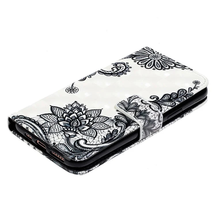 For iPhone 15 Pro Max Phone Case PU Leather Stand Pattern Printing Cover