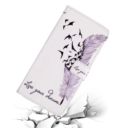 For iPhone 15 Pro Max Phone Case PU Leather Stand Pattern Printing Cover