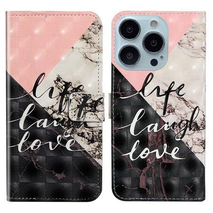 For iPhone 15 Pro Max Phone Case PU Leather Stand Pattern Printing Cover