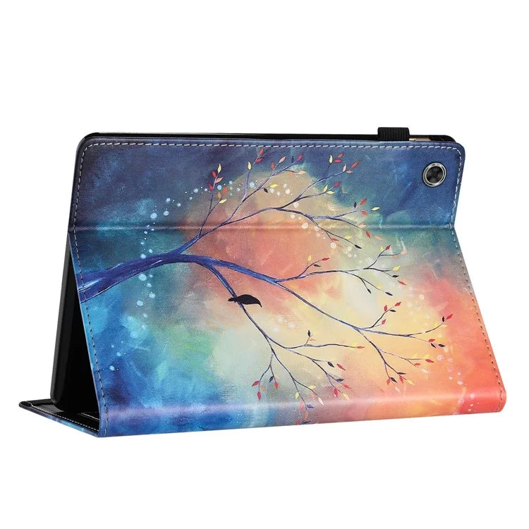 For Samsung Galaxy Tab A9 PU Leather Case Pattern Printing Tablet Cover with Card Holder