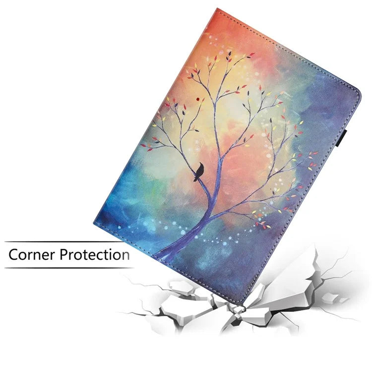 For Samsung Galaxy Tab A9 PU Leather Case Pattern Printing Tablet Cover with Card Holder