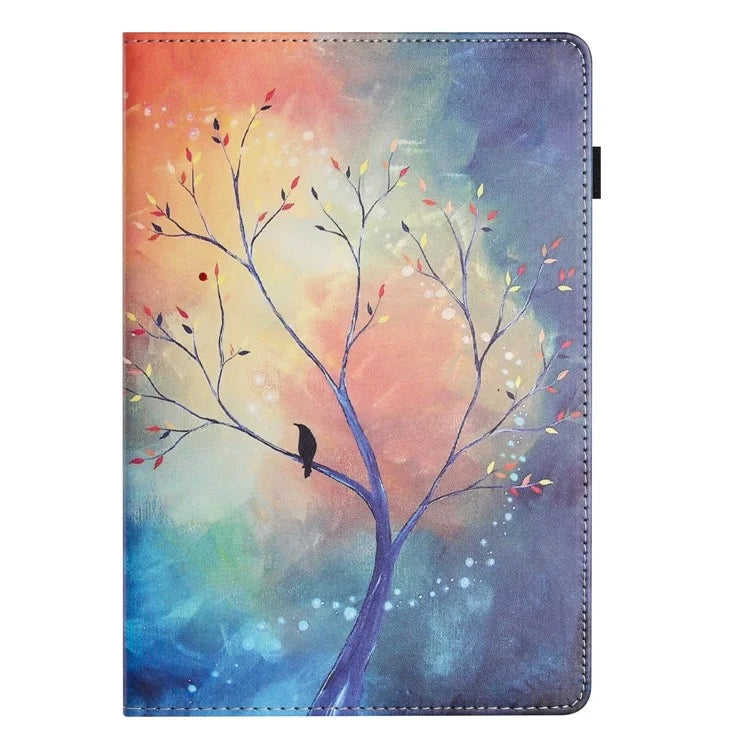 For Samsung Galaxy Tab A9 PU Leather Case Pattern Printing Tablet Cover with Card Holder