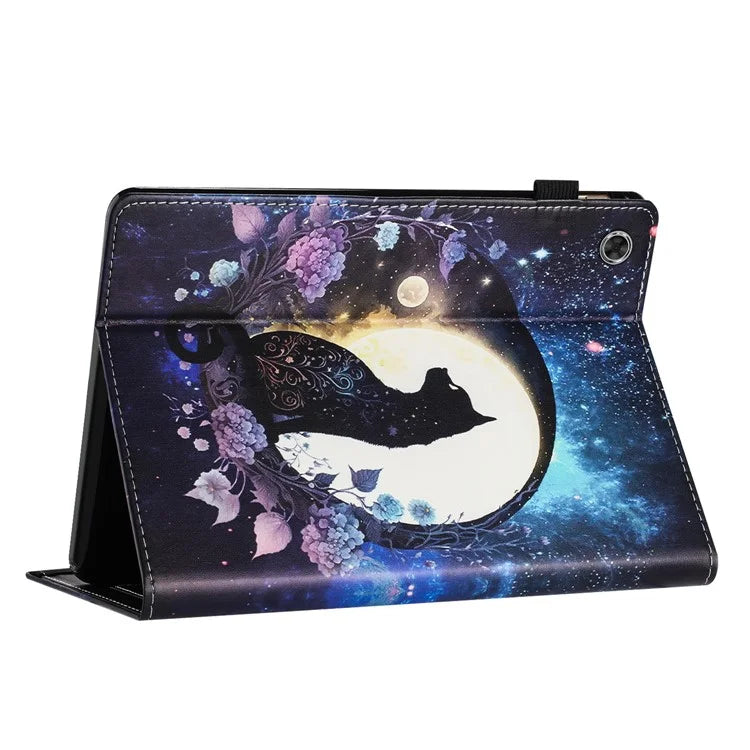 For Samsung Galaxy Tab A9 PU Leather Case Pattern Printing Tablet Cover with Card Holder