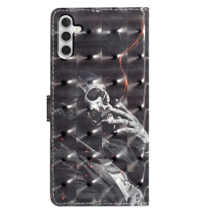 For Samsung Galaxy A13 5G Case PU Leather 3D Pattern Printing Stand Cover with Strap