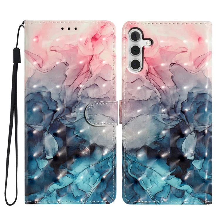 For Samsung Galaxy A13 5G Case PU Leather 3D Pattern Printing Stand Cover with Strap