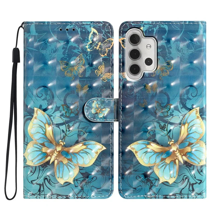 For Samsung Galaxy A13 4G Case 3D Pattern Printing PU Leather Walle Phone Cover with Strap