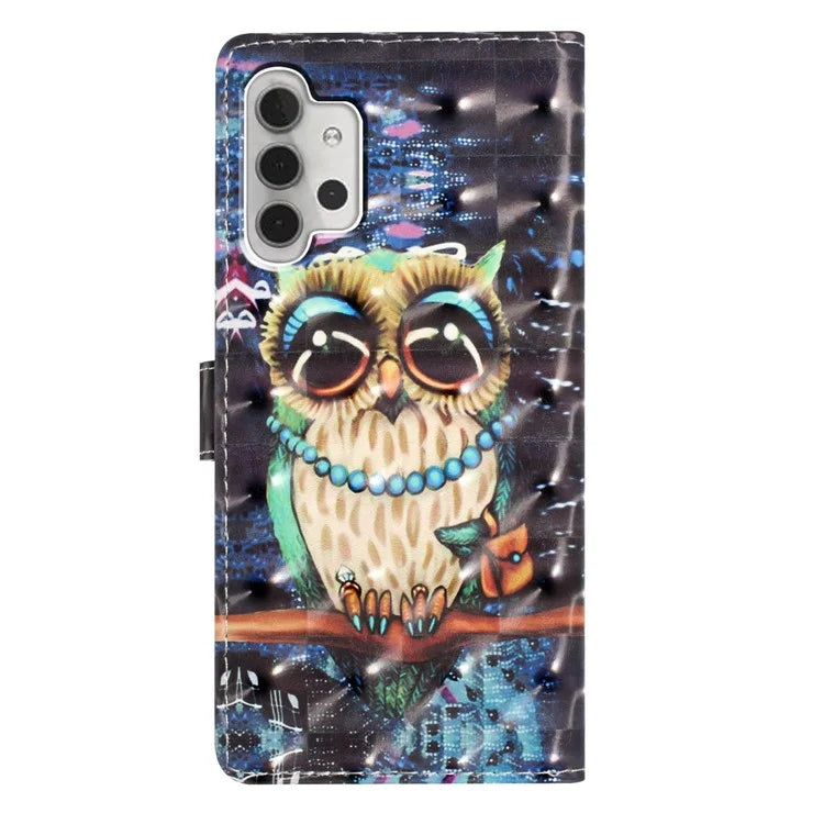 For Samsung Galaxy A13 4G Case 3D Pattern Printing PU Leather Walle Phone Cover with Strap