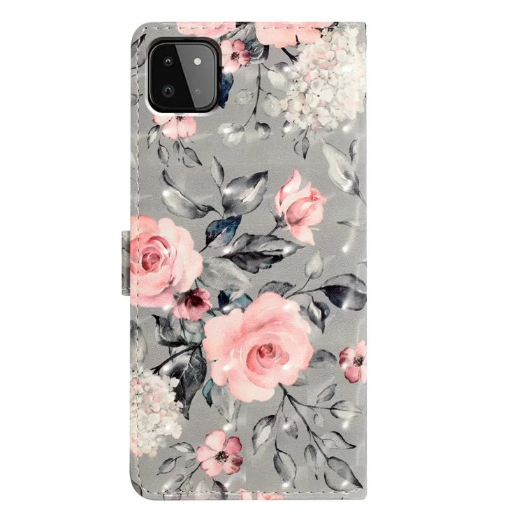 For Samsung Galaxy A22 5G (EU Version) Case Wallet PU Leather 3D Pattern Phone Cover