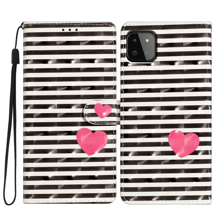 For Samsung Galaxy A22 5G (EU Version) Case Wallet PU Leather 3D Pattern Phone Cover