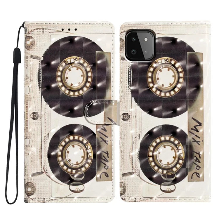 For Samsung Galaxy A22 5G (EU Version) Case Wallet PU Leather 3D Pattern Phone Cover