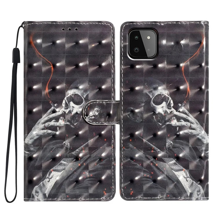 For Samsung Galaxy A22 5G (EU Version) Case Wallet PU Leather 3D Pattern Phone Cover