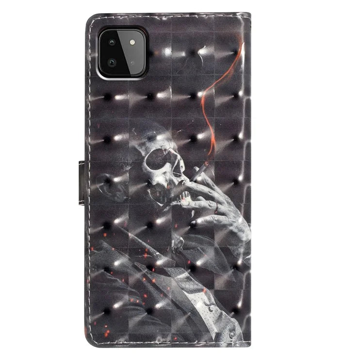 For Samsung Galaxy A22 5G (EU Version) Case Wallet PU Leather 3D Pattern Phone Cover