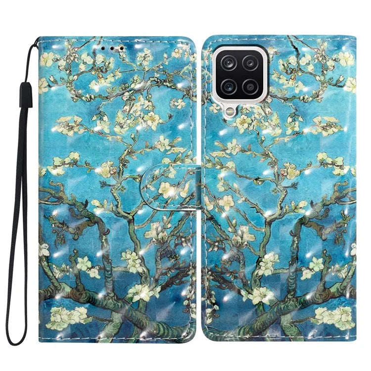 For Samsung Galaxy A22 4G (EU Version) Case Printed 3D Pattern PU Leather Wallet Phone Cover
