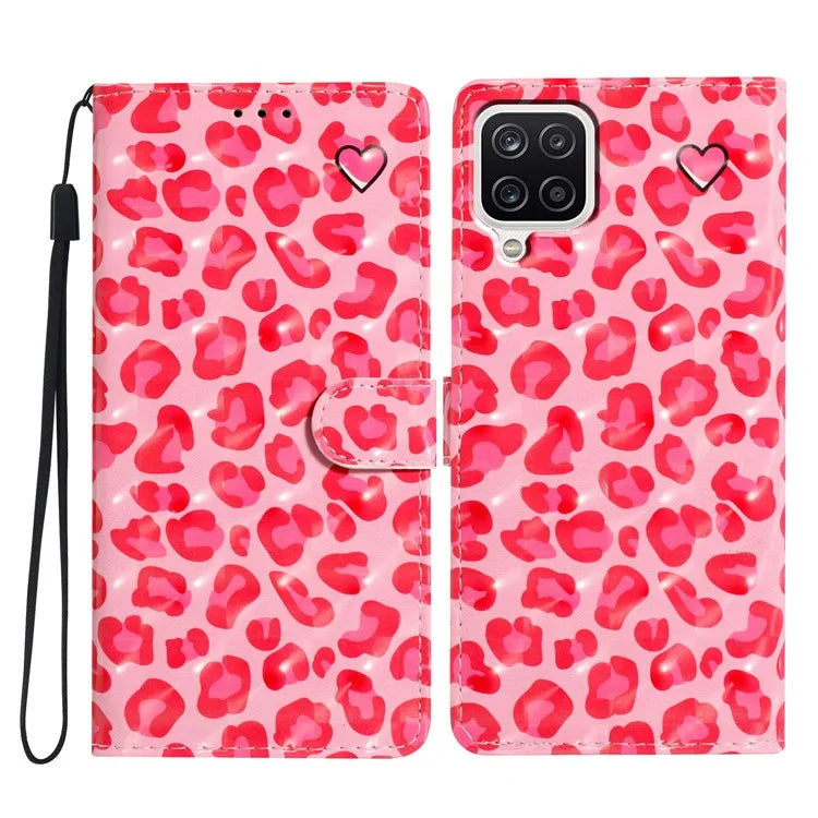 For Samsung Galaxy A22 4G (EU Version) Case Printed 3D Pattern PU Leather Wallet Phone Cover