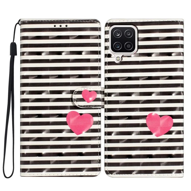 For Samsung Galaxy A22 4G (EU Version) Case Printed 3D Pattern PU Leather Wallet Phone Cover