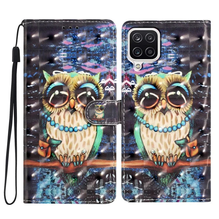 For Samsung Galaxy A22 4G (EU Version) Case Printed 3D Pattern PU Leather Wallet Phone Cover