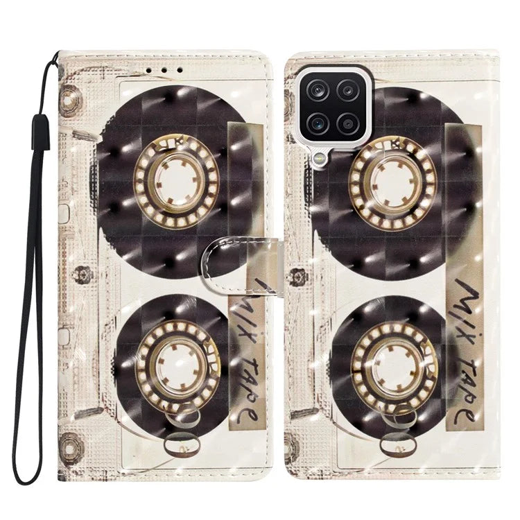 For Samsung Galaxy A22 4G (EU Version) Case Printed 3D Pattern PU Leather Wallet Phone Cover