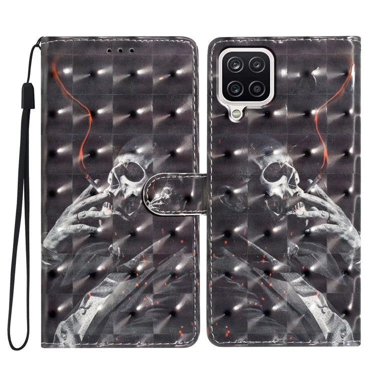 For Samsung Galaxy A22 4G (EU Version) Case Printed 3D Pattern PU Leather Wallet Phone Cover