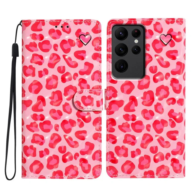 For Samsung Galaxy S23 Ultra Case Wallet 3D Pattern PU Leather Flip Phone Cover