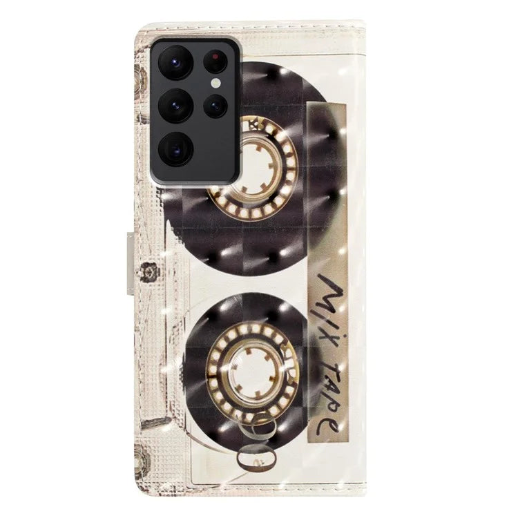 For Samsung Galaxy S23 Ultra Case Wallet 3D Pattern PU Leather Flip Phone Cover