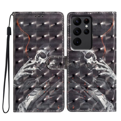 For Samsung Galaxy S23 Ultra Case Wallet 3D Pattern PU Leather Flip Phone Cover