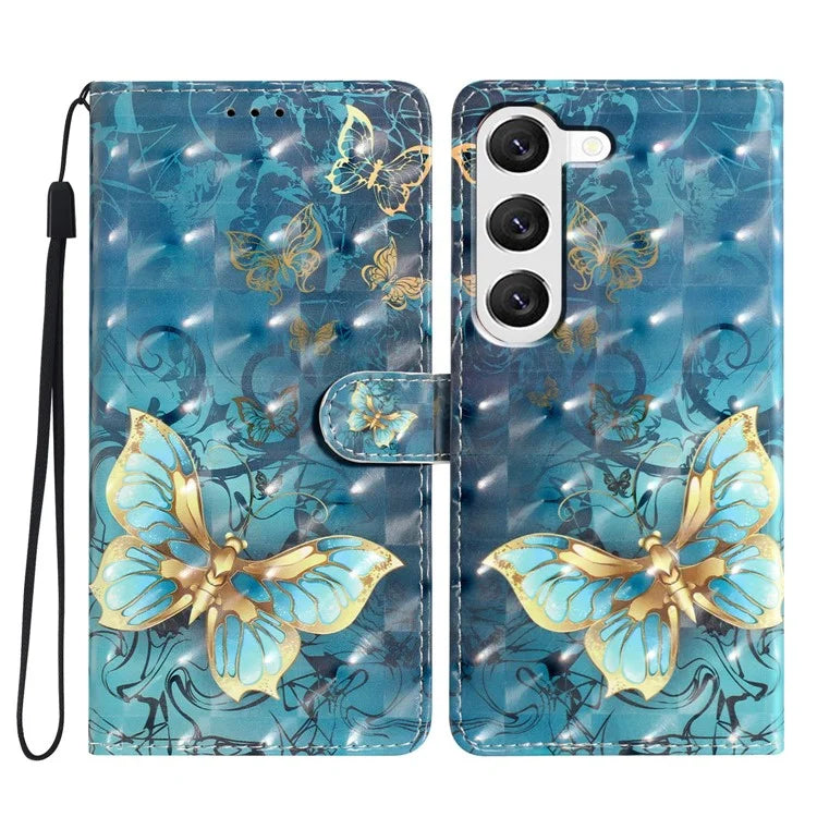 For Samsung Galaxy S23 Case 3D Pattern Flip Folio PU Leather Wallet Phone Cover