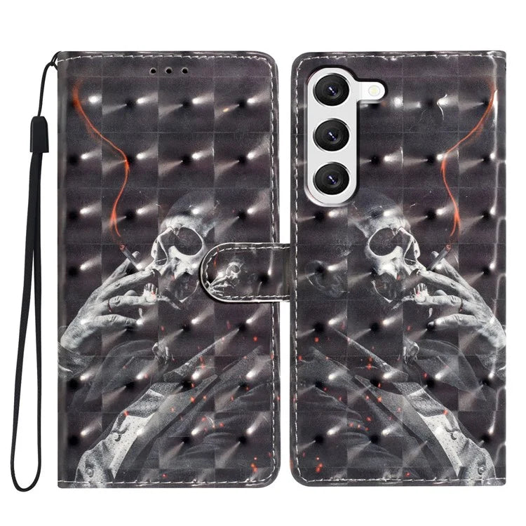 For Samsung Galaxy S23 Case 3D Pattern Flip Folio PU Leather Wallet Phone Cover