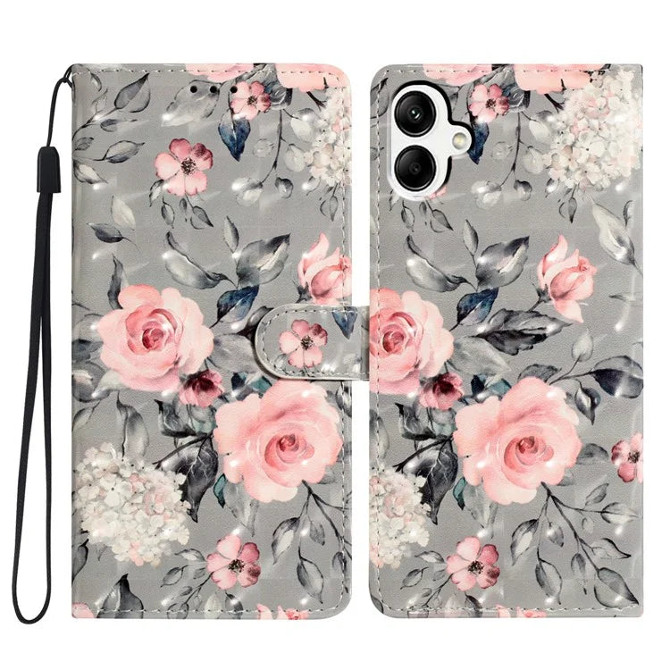 For Samsung Galaxy A05 4G Case PU Leather Magnetic Closure 3D Creative Pattern Phone Cover