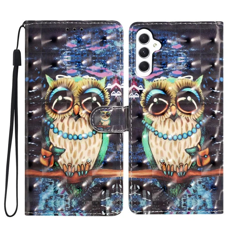 For Samsung Galaxy A34 5G Case 3D Pattern PU Leather Stand Protective Flip Phone Cover