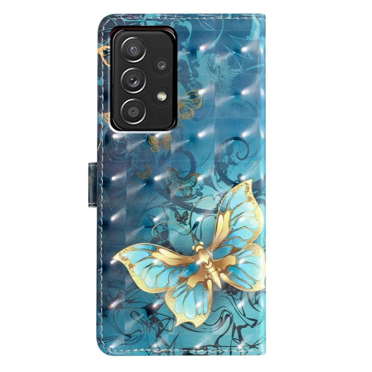 For Samsung Galaxy A73 5G Case 3D Pattern Printing PU Leather Magnetic Flip Phone Cover