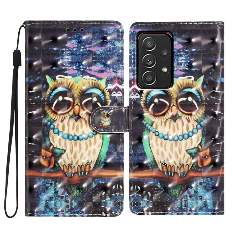 For Samsung Galaxy A73 5G Case 3D Pattern Printing PU Leather Magnetic Flip Phone Cover