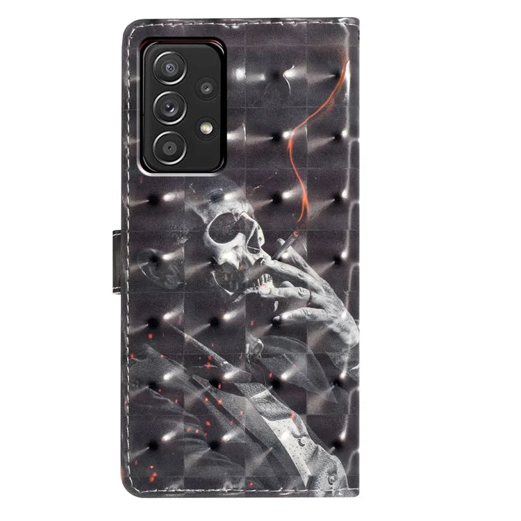 For Samsung Galaxy A73 5G Case 3D Pattern Printing PU Leather Magnetic Flip Phone Cover