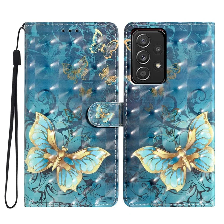 For Samsung Galaxy A53 5G Case Stand Feature PU Leather 3D Pattern Printing Phone Cover