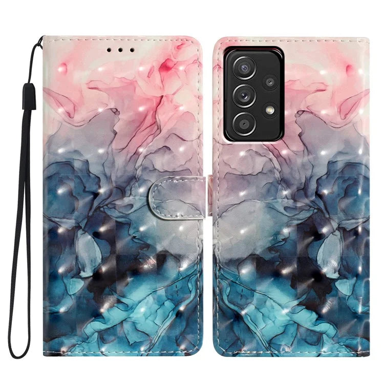 For Samsung Galaxy A53 5G Case Stand Feature PU Leather 3D Pattern Printing Phone Cover