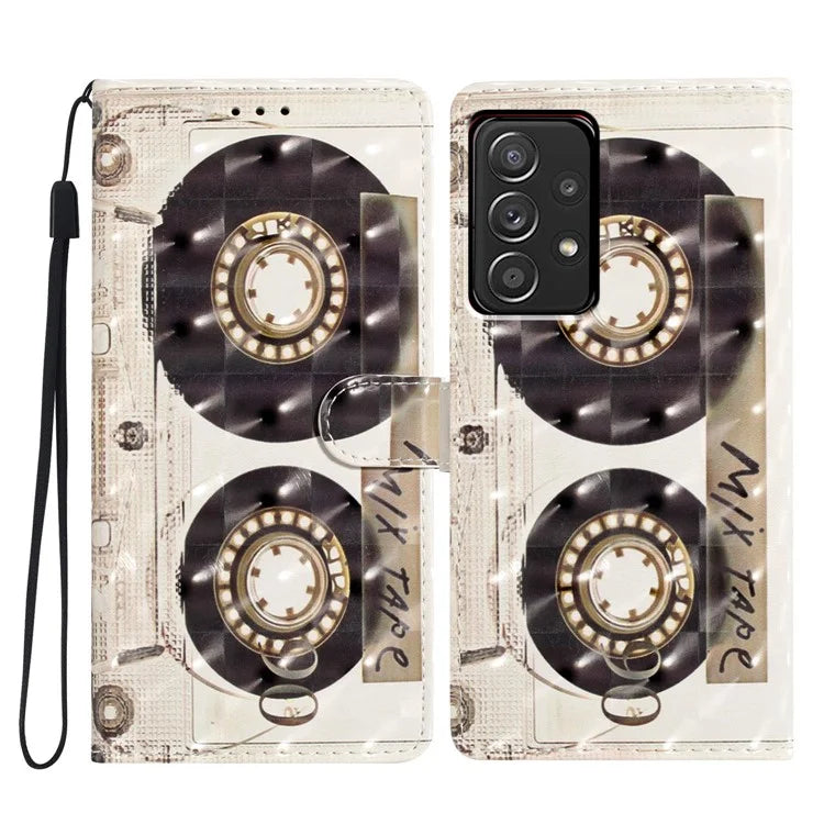 For Samsung Galaxy A53 5G Case Stand Feature PU Leather 3D Pattern Printing Phone Cover