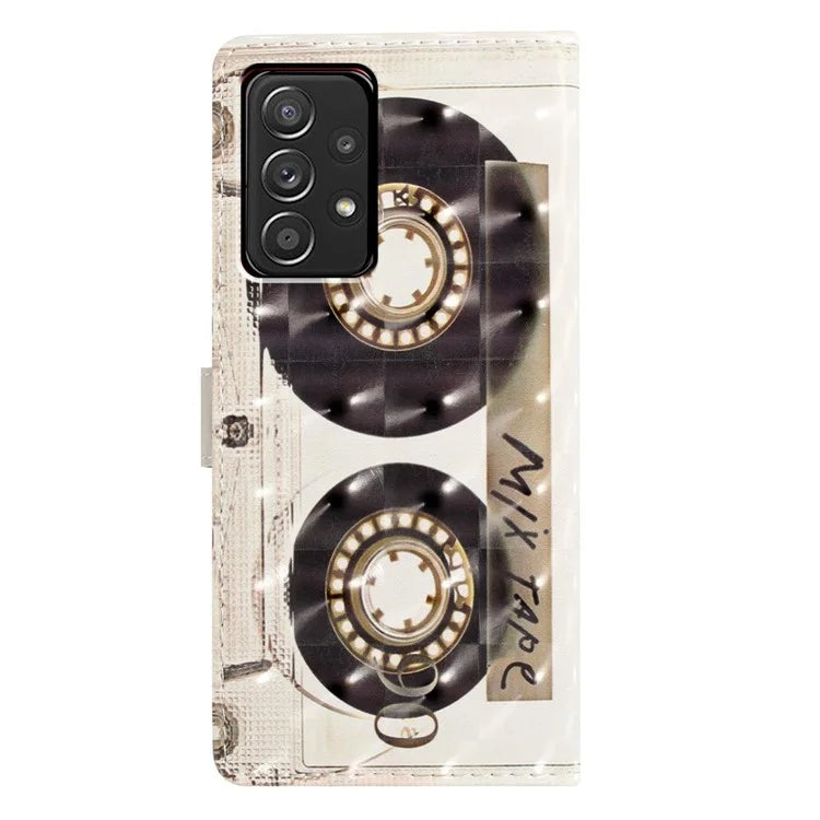 For Samsung Galaxy A53 5G Case Stand Feature PU Leather 3D Pattern Printing Phone Cover