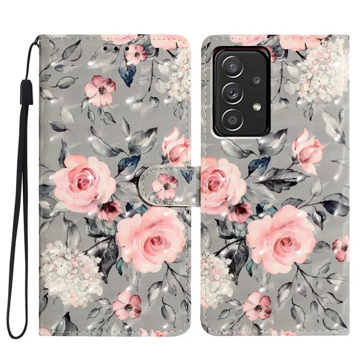 For Samsung Galaxy A53 5G Case Stand Feature PU Leather 3D Pattern Printing Phone Cover