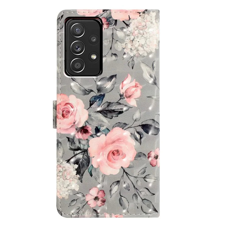 For Samsung Galaxy A53 5G Case Stand Feature PU Leather 3D Pattern Printing Phone Cover