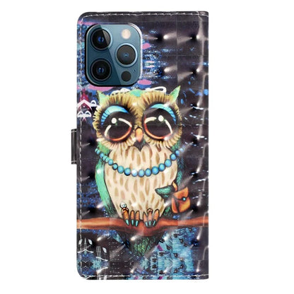 For iPhone 13 Pro Max Case 3D Pattern PU Leather Flip Shockproof Phone Cover