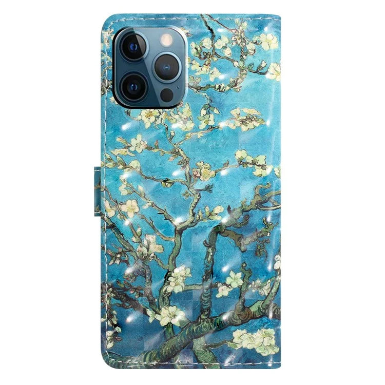 For iPhone 13 Pro Max Case 3D Pattern PU Leather Flip Shockproof Phone Cover