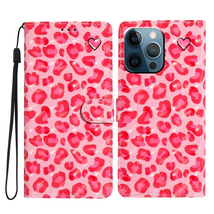 For iPhone 13 Pro Max Case 3D Pattern PU Leather Flip Shockproof Phone Cover
