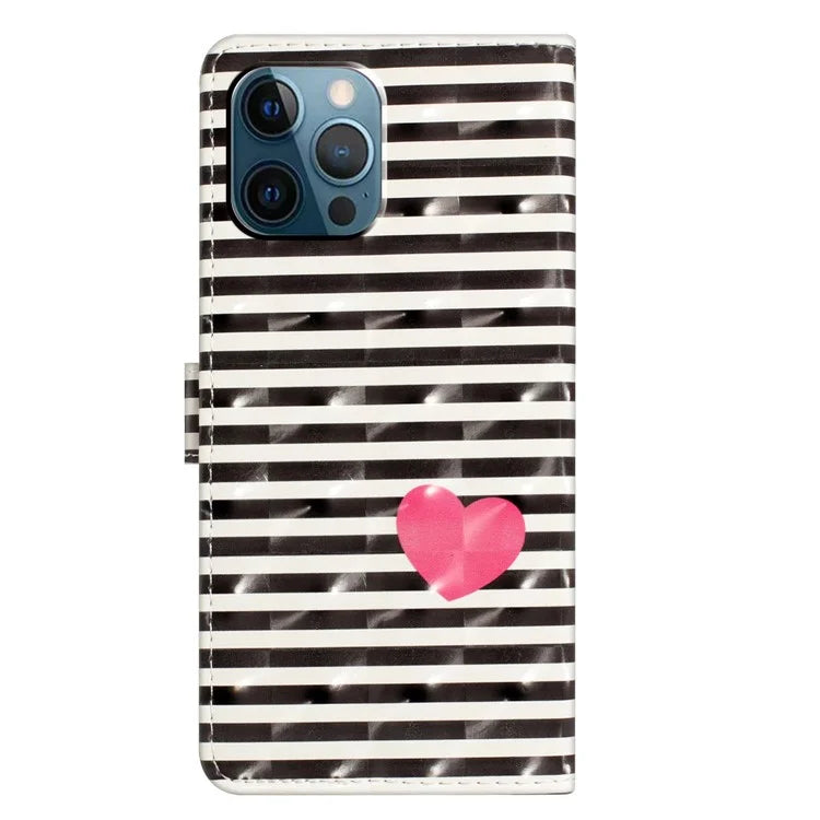 For iPhone 13 Pro Max Case 3D Pattern PU Leather Flip Shockproof Phone Cover