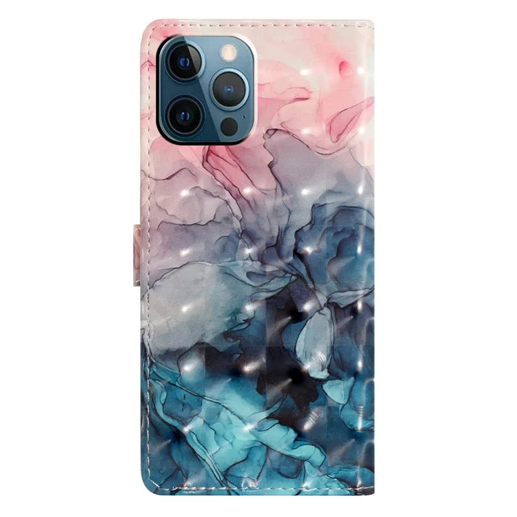 For iPhone 13 Pro Max Case 3D Pattern PU Leather Flip Shockproof Phone Cover