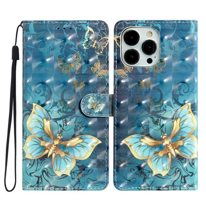 For iPhone 13 Pro Case 3D Pattern PU Leather Flip Stand Magnetic Closure Phone Cover