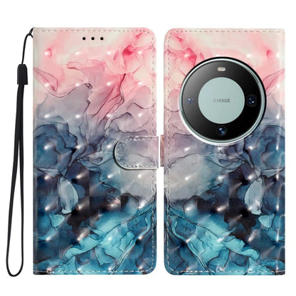 For Huawei Mate 60 Case PU Leather 3D Pattern Design Magnetic Folio Phone Cover
