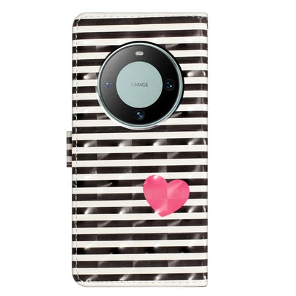 For Huawei Mate 60 Case PU Leather 3D Pattern Design Magnetic Folio Phone Cover