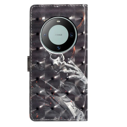 For Huawei Mate 60 Case PU Leather 3D Pattern Design Magnetic Folio Phone Cover