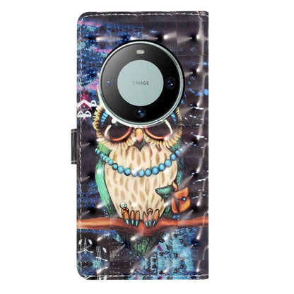 For Huawei Mate 60 Pro Case PU Leather 3D Pattern Flip Phone Cover with Wallet