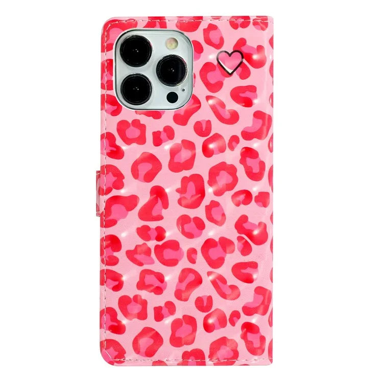 For iPhone 15 Pro Max Wallet Phone Case 3D Pattern PU Leather Magnetic Protective Cover